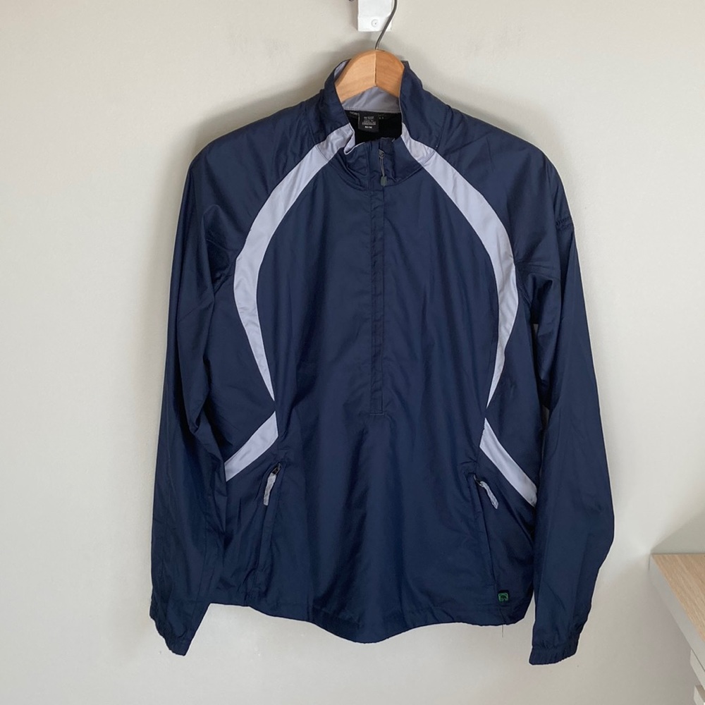 North End Sport Ladies Windbreaker Jacket, Pullover 1/2 zip, blue, size medium